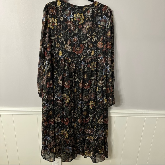 Frye & Co. Women’s Long Sleeve Black Floral Boho Flowy V Neck Dress Sz XXL GUC - Picture 11 of 11